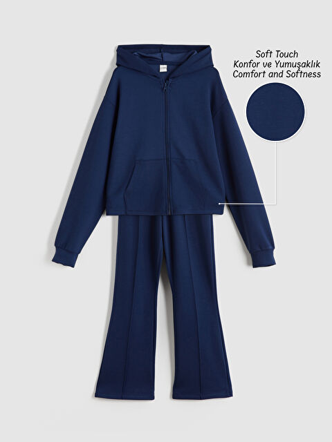 LCW Kids Kapüşonlu Kız Çocuk Soft Touch Eşofman Takım - W5NH95Z4-YQ6