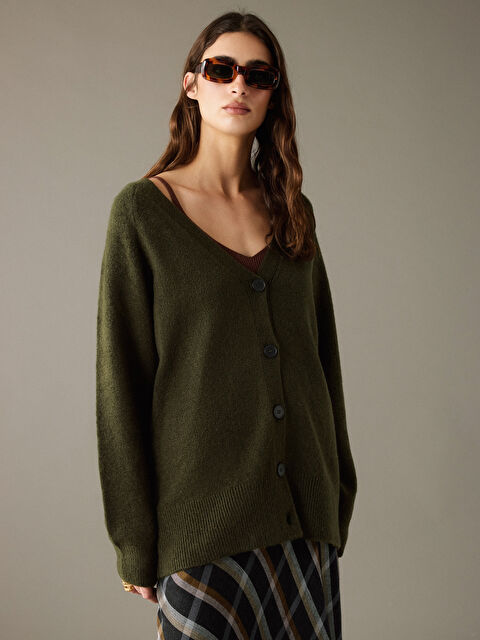 LCW Vision V Yaka Kadın Triko Hırka - W5NI91Z8-HDL