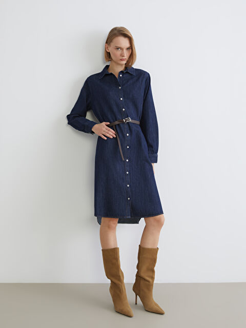 LCWAIKIKI Classic Kemerli Jean Gömlek Elbise - W5NK25Z8-309
