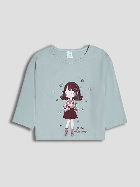 LCW baby تيشيرت للبنات بياقة دائرية مطبوع - W5NM10Z1-1X7