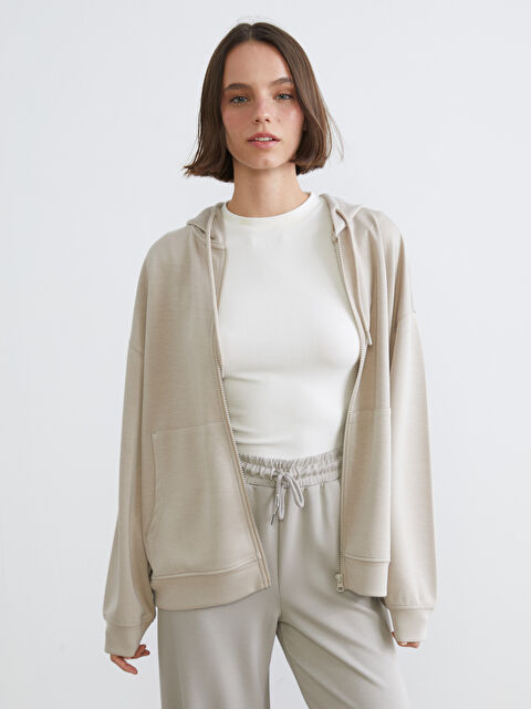 KOOR SPORT Hooded Oversize Women's Zipper Sweatshirt - W5NM92Z8-HDL