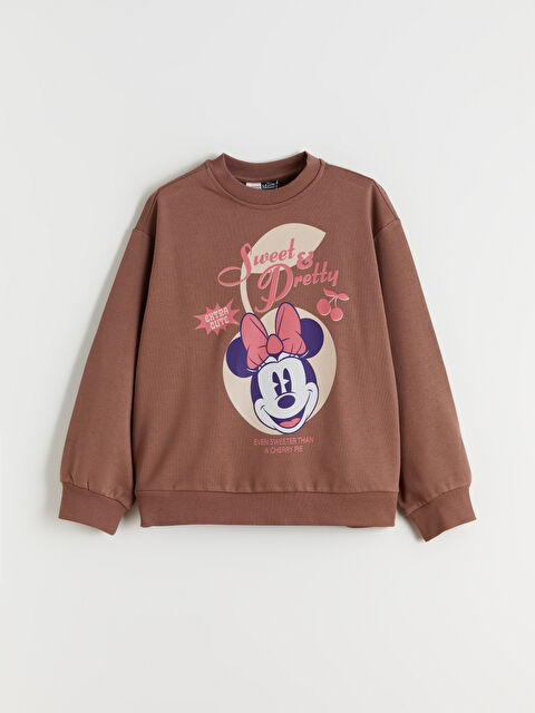 LCW Kids Bisiklet Yaka Minnie Mouse Baskılı Kız Çocuk Sweatshirt - W5NN06Z4-ZHA