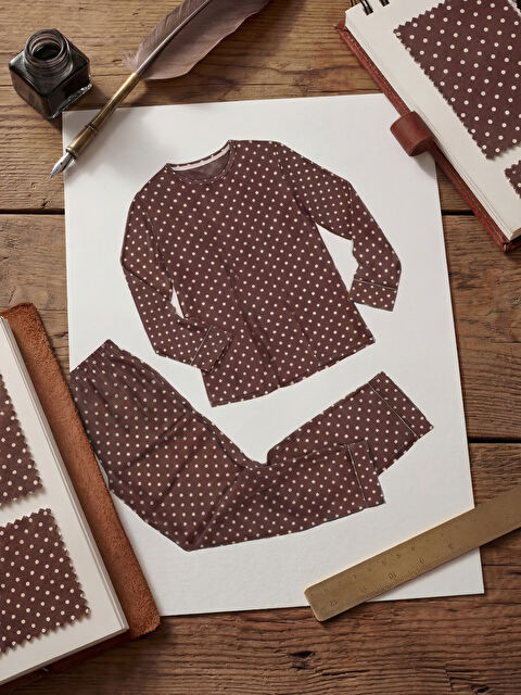 LCW DREAM Bisiklet Yaka Puantiyeli Kadın Pijama Takımı - W5NN07Z8-LQY