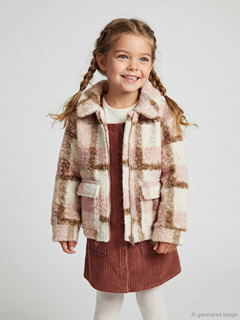 LCW Kids Ekose Kız Çocuk Kaşe Mont - W5NN57Z1-LNL