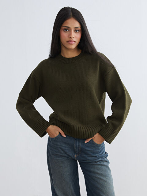 XSIDE მრგვალი საყელო ქალებისთვის ტრიკოტაჟის სვიტერი - W5NO02Z8-CWH