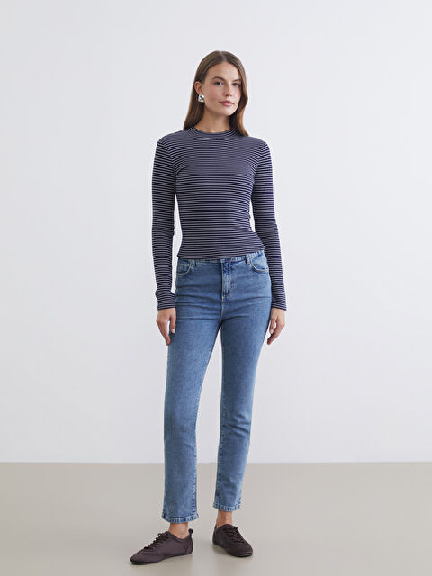 LCWAIKIKI Classic Beli Lastikli Slim Fit Kadın Jean Pantolon - W5NO51Z8-311