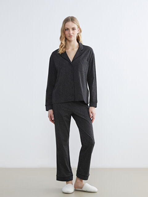 LCW DREAM Gömlek Yaka Leopar Desenli Kadın Pijama Takımı - W5NO62Z8-LQ9