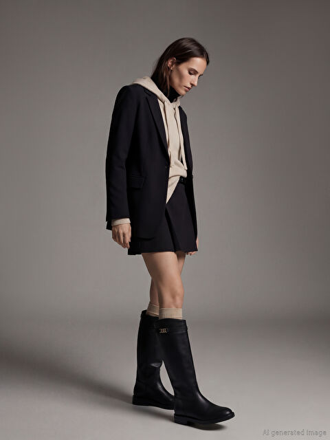 LCW Vision Krep Kadın Blazer Ceket - W5NQ28Z8-CVL