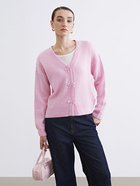 LCW Modest V Yaka Kadın Triko Hırka	 - W5NQ92Z8-E6B