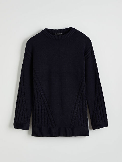 LCW Modest Bisiklet Yaka Kendinden Desenli Kadın Triko Tunik - W5NQ93Z8-D5J