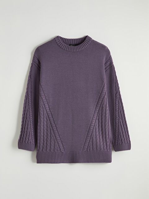 LCW Modest Bisiklet Yaka Kendinden Desenli Kadın Triko Tunik - W5NQ93Z8-H8N