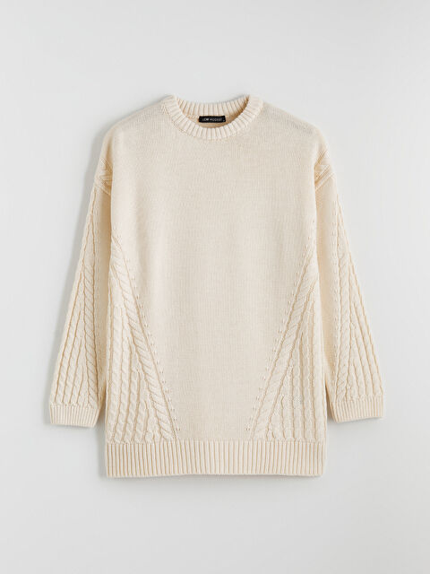 LCW Modest Bisiklet Yaka Kendinden Desenli Kadın Triko Tunik - W5NQ93Z8-V7F