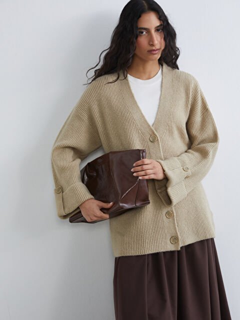 LCW Modest V Yaka Kadın Triko Hırka - W5NQ95Z8-D1N