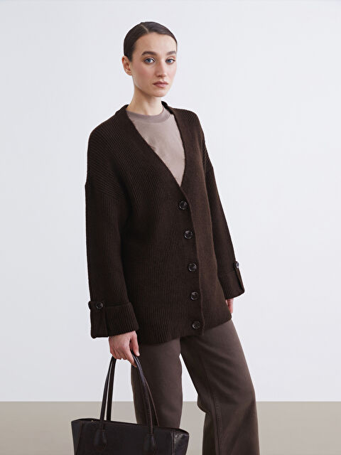 LCW Modest V Yaka Kadın Triko Hırka - W5NQ95Z8-D7V