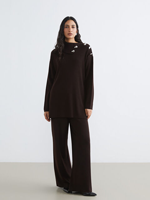 LCW Modest Beli Lastikli Geniş Paça Kadın Triko Pantolon - W5NQ98Z8-D7V