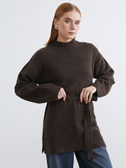 LCW Modest Yarım Balıkçı Yaka Oversize Kadın Triko Tunik - W5NQ99Z8-2OY