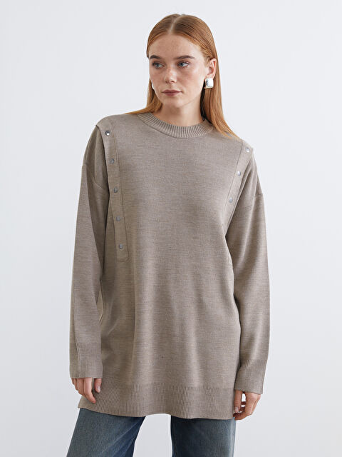 LCW Modest Bisiklet Yaka Kadın Triko Tunik - W5NR05Z8-ZYT