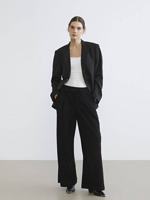 LCW Vision پانتۆڵ مەخمەڵ کەمەر لاستیک بۆ ژنان - W5NR24Z8-CVL