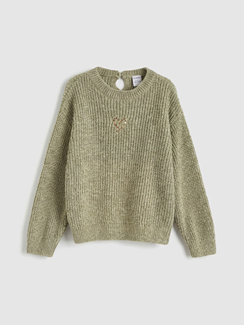 LCW Kids Kalp Nakışlı Kız Çocuk Triko Kazak - W5NS00Z1-1X7