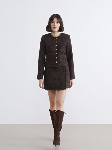 LCW Vision Beli Fermuarlı Dokulu Tüvit Şort Etek - W5NS21Z8-ZMQ