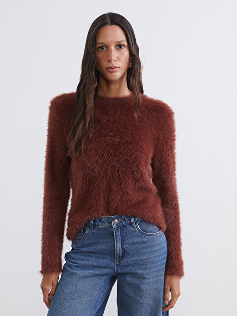 LCW Vision Bisiklet Yaka Kadın Pelüş Triko Kazak - W5NS37Z8-HDD