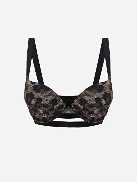 LCW DREAM Balenli Dolgulu Leopar Desenli Fantezi Tişört Sütyen - W5NS50Z8-LQY