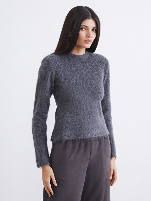 LCW Vision Bisiklet Yaka Kadın Tüylü Triko Kazak - W5NT41Z8-D3A