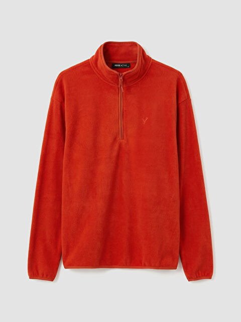 XSIDE ACTIVE Fermuarlı Dik Yaka Nakışlı Erkek Polar Sweatshirt - W5NT59Z8-HAY