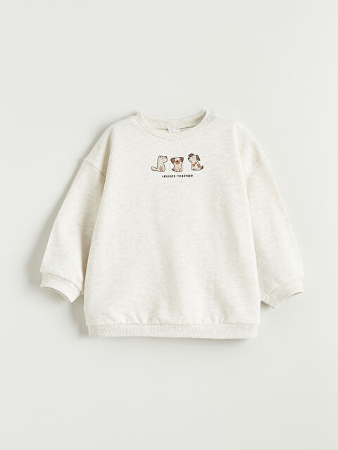 LCW baby Bisiklet Yaka Baskılı Erkek Bebek Sweatshirt - W5NU48Z1-D4N