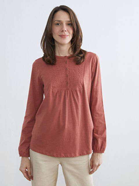 LCW Grace Bisiklet Yaka Nakışlı Bluz - W5NV27Z8-H2X