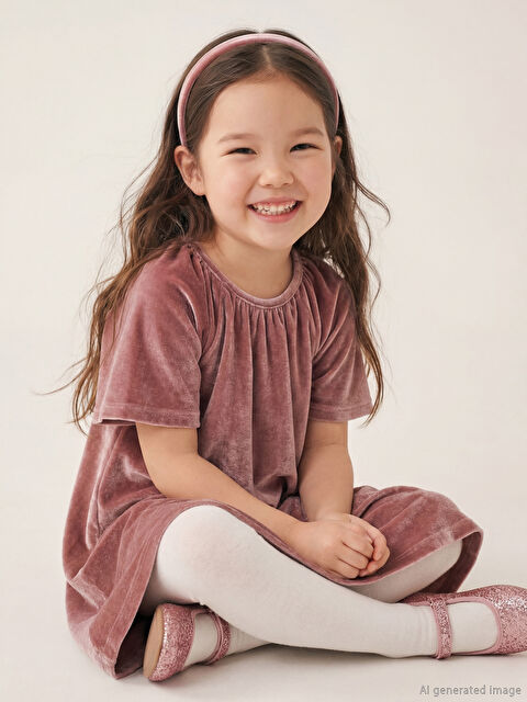 LCW baby Bisiklet Yaka Kadife Kız Çocuk Elbise - W5NV55Z1-1V4