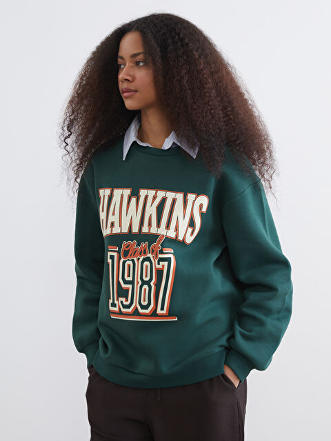 XSIDE Stranger Things Baskılı Kadın Kalın Sweatshirt - W5NV90Z8-2EU