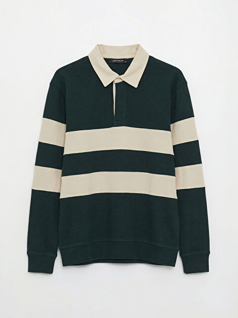 LCW Vision Polo Yaka Çizgili Erkek Sweatshirt - W5NV93Z8-ZKE