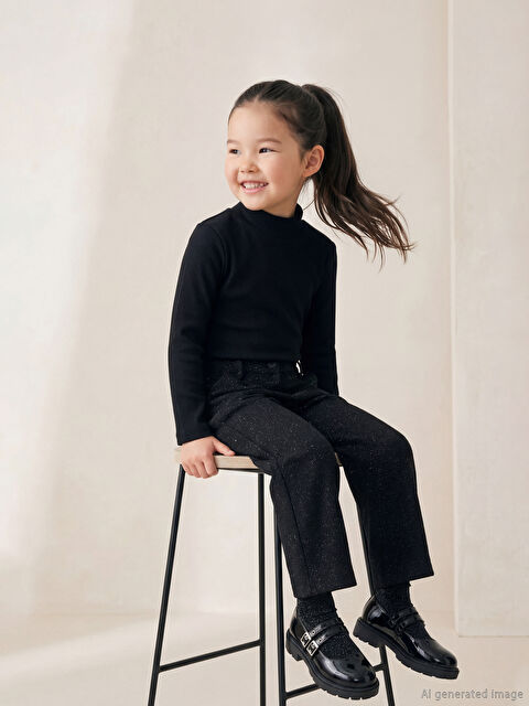 LCW Kids Pileli Işıltılı Kız Çocuk Pantolon - W5NY53Z1-CVL