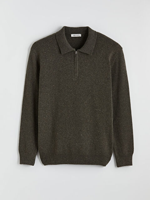 LCW Vision Polo Yaka Yarım Fermuarlı Erkek Triko Kazak - W5O012Z8-LAV