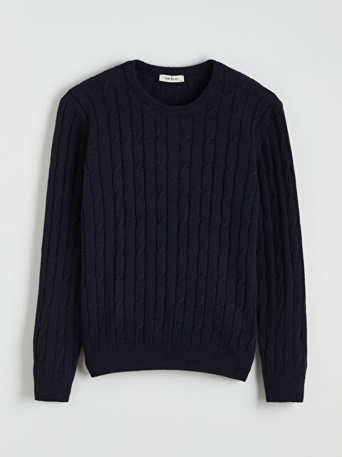 LCW Vision Saç Örgüsü Desenli Erkek Triko Kazak - W5O024Z8-RFH