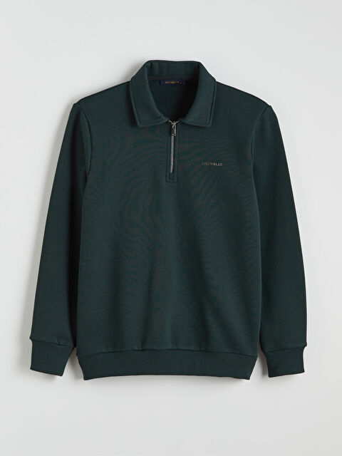 SOUTHBLUE Polo Yaka Baskılı Erkek Kalın Sweatshirt - W5O035Z8-PFN