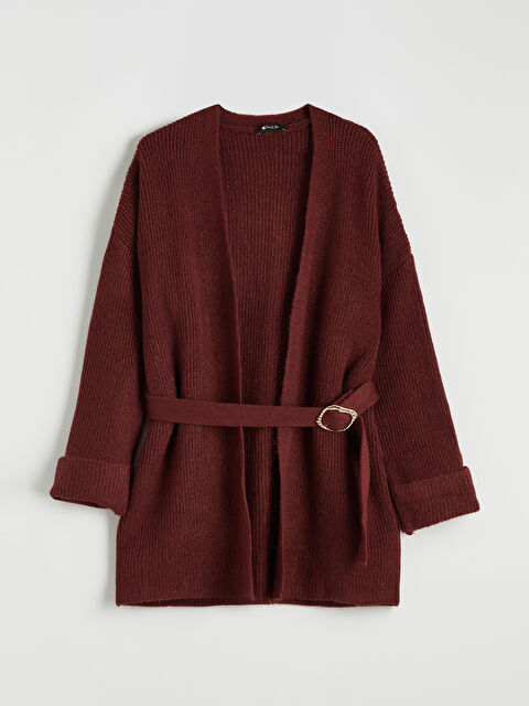 Soulife Şal Yaka Beli Kemerli Kadın Triko Hırka	 - W5O104Z8-CZF