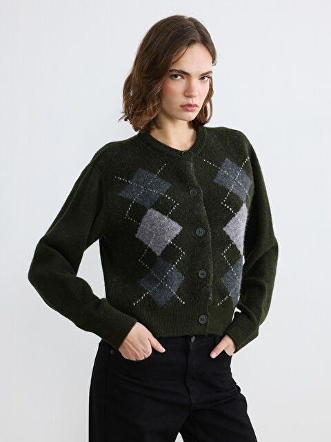 LCW Vision Baklava Desenli Kadın Triko Hırka - W5O156Z8-DSV