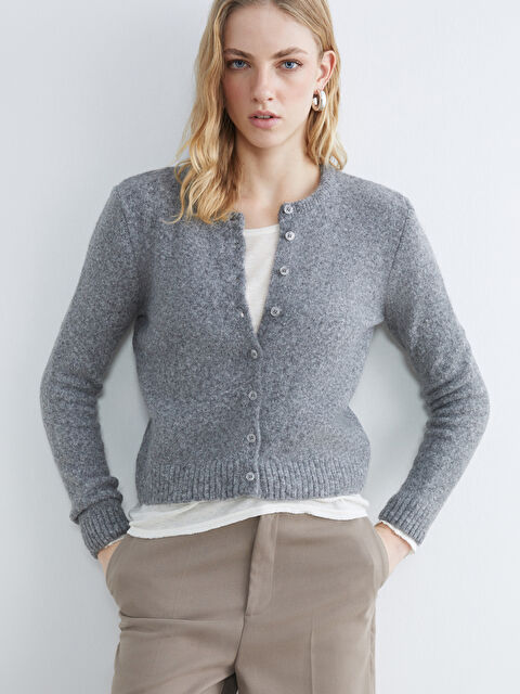 LCW Vision Bisiklet Yaka Yün Karışımlı Kadın Triko Hırka - W5O157Z8-D2X