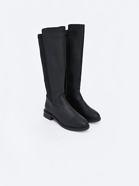 LCW STEPS Deri Görünümlü Kadın Çizme - W5O324Z8-HUC