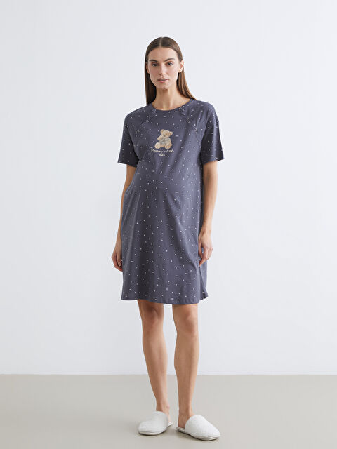 LCW DREAM Bisiklet Yaka Baskılı Hamile Gecelik - W5O390Z8-LRW