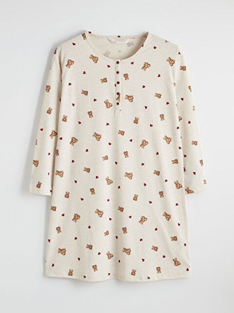 LCW DREAM Bisiklet Yaka Ayı Teddy Desenli Hamile Gecelik - W5O391Z8-LQB