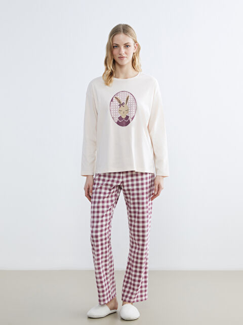 LCW DREAM Crew Neck Printed Women's Pyjama Set - W5O423Z8-LPB