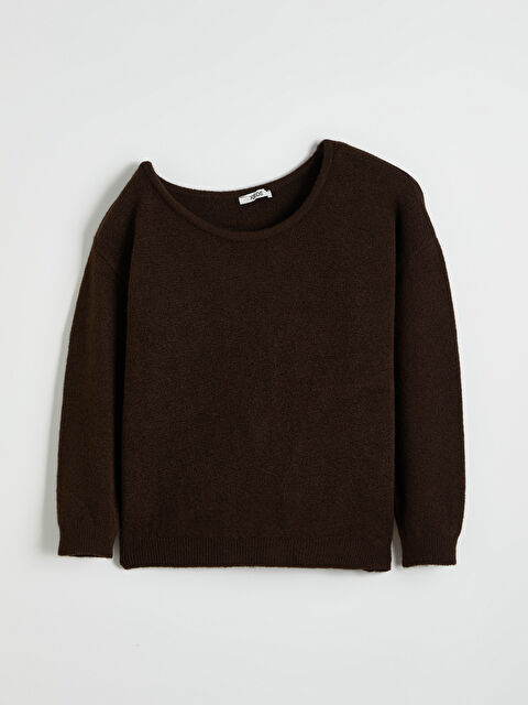 XSIDE Kayık Yaka Oversize Kadın Triko Kazak	 - W5O459Z8-8HG