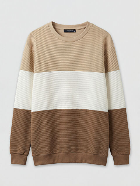 LCW Vision Crew Neck Color Block Men's Sweatshirt - W5O531Z8-PSD