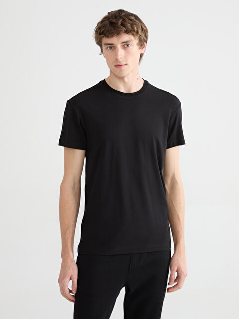 LC WAIKIKI Bisiklet Yaka Kısa Kollu Erkek Pijama Üst - W5O543Z8-CVL