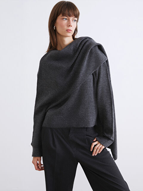 LC WAIKIKI Atkılı Bisiklet Yaka Kadın Triko Kazak - W5O717Z8-CTH