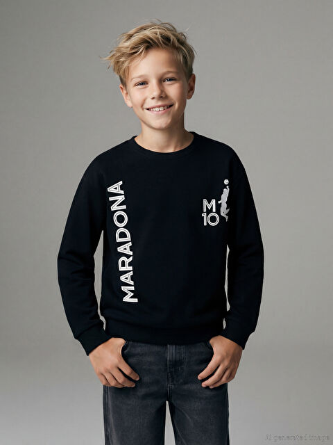 LCW Kids Maradona Baskılı Erkek Çocuk Kalın Sweatshirt - W5O745Z4-CVL