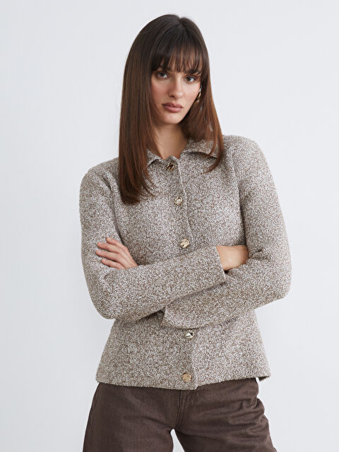 Soulife Polo Yaka Kadın Triko Hırka - W5O750Z8-D4N